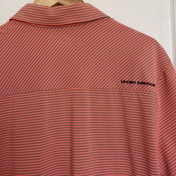 Under Armour Men’s Striped Dri-Fit Shirt Orange/Grey L - Picture 5 of 5